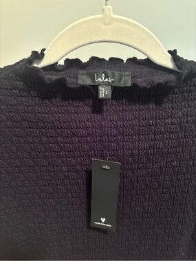 Lulu's NWT Black Textured Ruffle-Hem Fitted Mini Dress